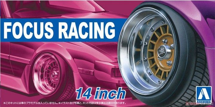 AOSHIMA 05374 FOCUS RACING 14 INCH WHEELS Cars, Motorbikes & Trucks Model kits