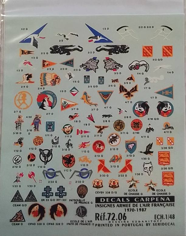 DISCOUNT DECALS 4287 REF 72.06 DECALS CARPENA INSIGNES ARMEE DE I AIR FRANCAISE 70/87 Discount Decals