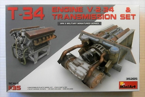 Miniart 35205 T-34 Engine V-2-34 & Transmission Set 1/35 Scale Plastc Model Kit