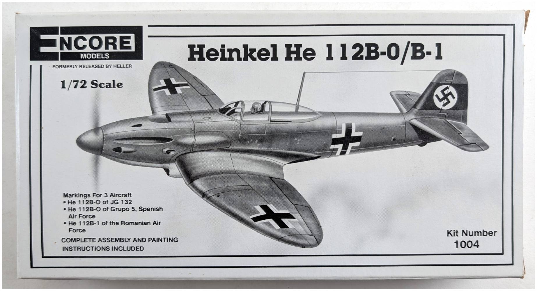 ENCORE 1004 HEINKEL HE 112B-0/B-1 Aircraft Model Kits