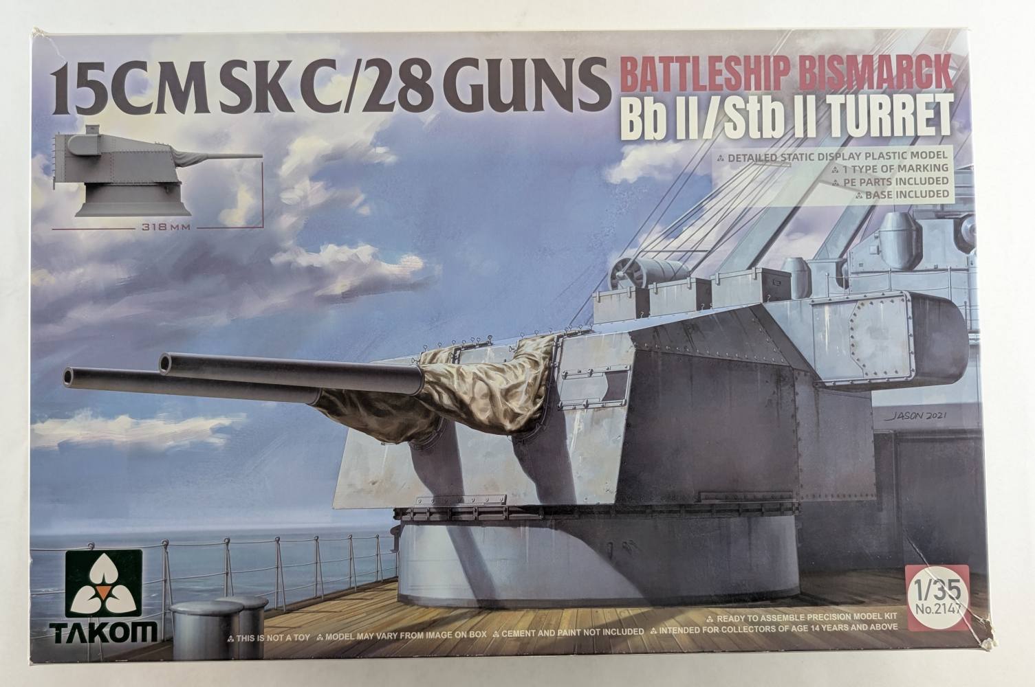 TAKOM 2147 15CM SK C/28 GUNS BATTLESHIP BISMARCK BB II/STB II TURRET Military Model Kits