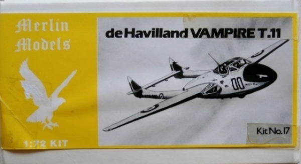 MERLIN 1/72 17 DE HAVILLAND VAMPIRE T.11 Model Kit