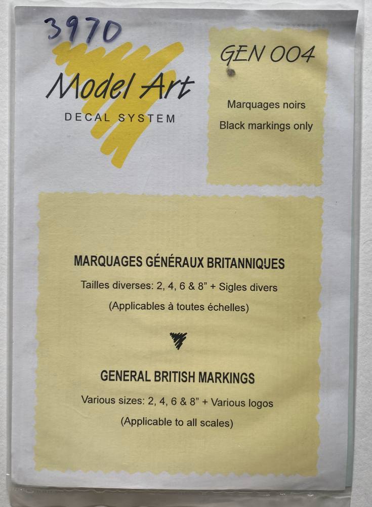 MODEL ART 3970. GEN 004 MARQUAGES NOIRS BLACK MARKINGS ONLY Discount Decals