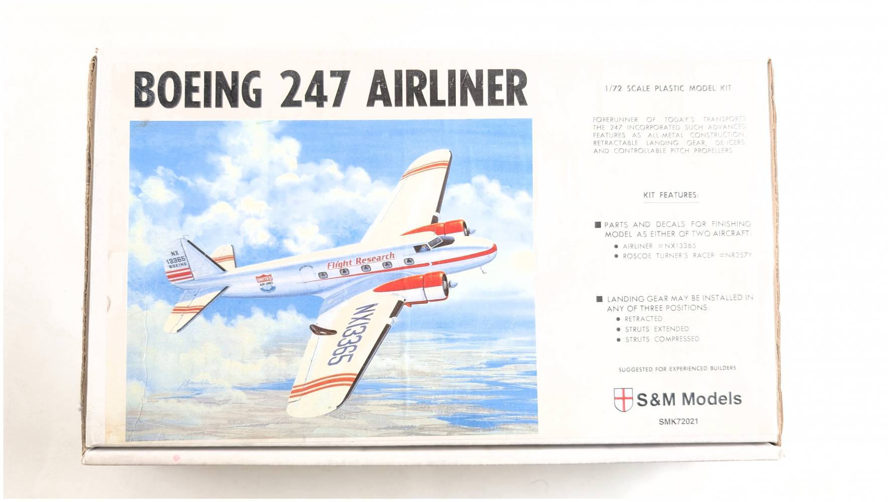 S&M MODELS 72021 BOEING 247 AIRLINER Airliners Model Kits