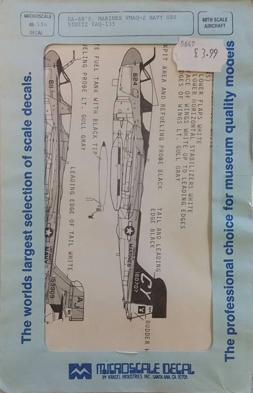 MICROSCALE 4219. 48-154 EA-6B S MARINES VMAQ -2 NAVY USS NIMITZ VAQ-135 Discount Decals