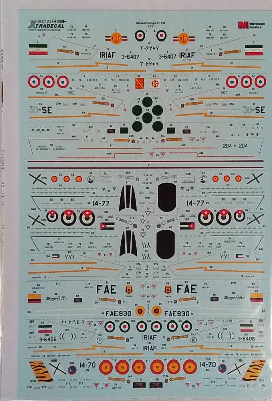 XTRADECAL 4301. X72254 DASSAULT MIRAGEF.1 PT2 Discount Decals