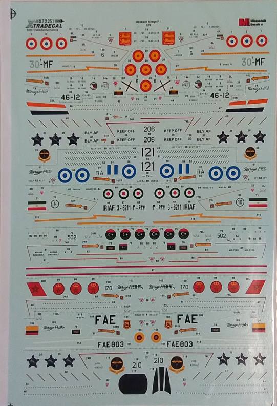 XTRADECAL 4302. X72251 DASSAULT MIRAGE F.1 PART 1 Discount Decals
