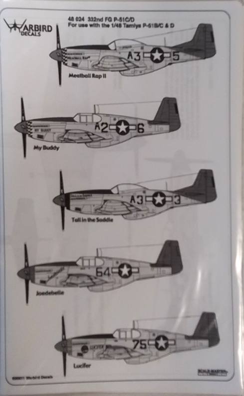 DISCOUNT DECALS 4339. 48024 WAIRBIRD DECALS 332ND FQ P-51C/D Discount Decals