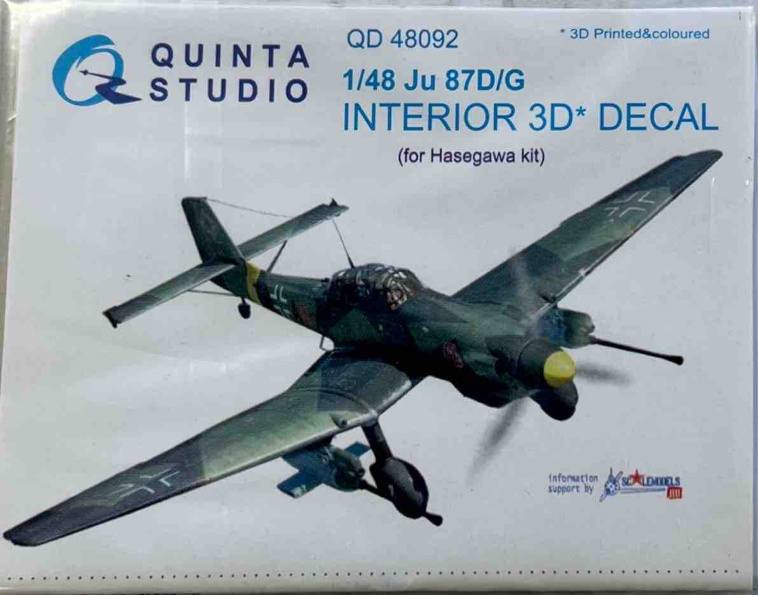 UNKNOWN MAKE QD 48092 1/48 JU 87D/G INTERIOR 3D DECAL FOR HASEGAWA KIT Conversion Sets