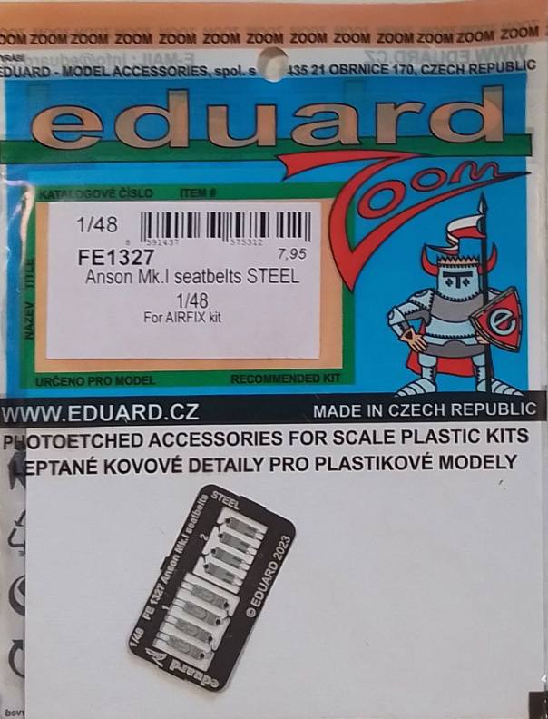 EDUARD FE1327 ANSON MK I SEATBELTS STEEL FOR AIRFIX KIT Conversion Sets