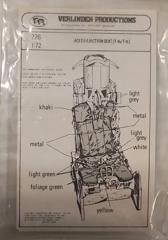 VERLINDEN PRODUCTIONS 226 VERUINDEN PROOUCTIONS ACES II EJECTION SEAT F-16/F-15 Conversion Sets