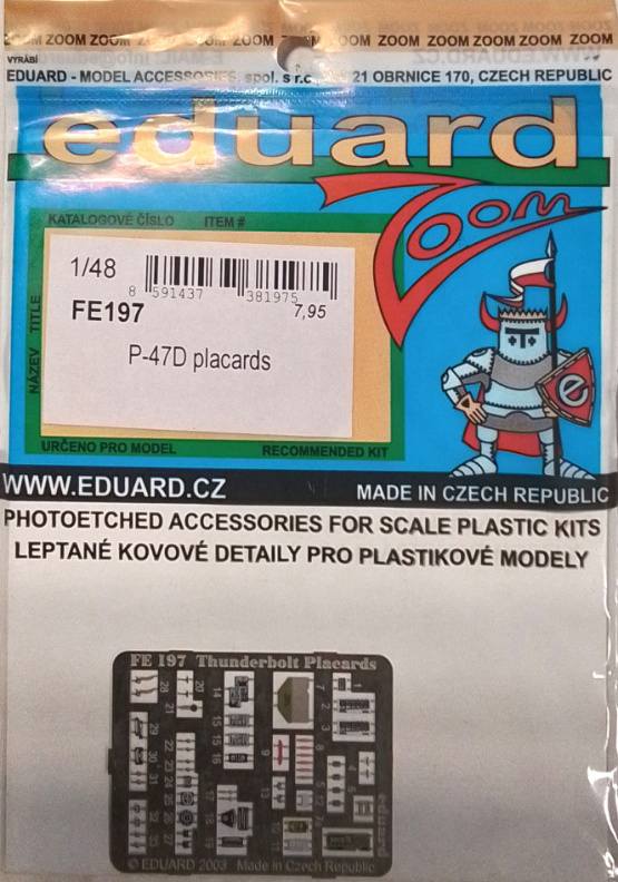 EDUARD FE197 P-47D PLACARDS Conversion Sets
