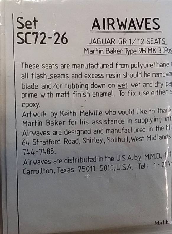 AIRWAVES SET SC72-26 JAGUAR GR 1/2 SEATS Conversion Sets