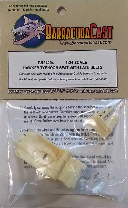BARRACUDACAST BR24204 HAWKER TYPHOON SEAT WITH LATE BELTS Conversion Sets