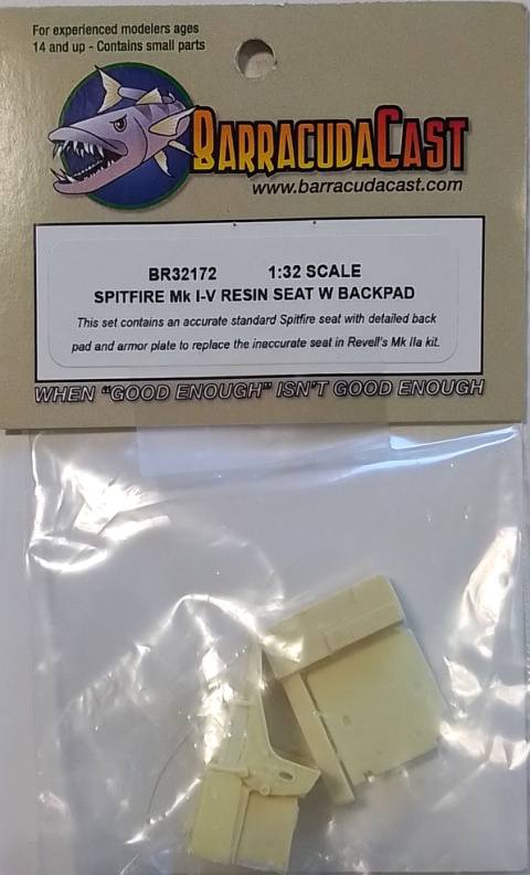 BARRACUDACAST BR32172 SPITFIRE MK I-V RESIN SEAT W BACKPAD Conversion Sets