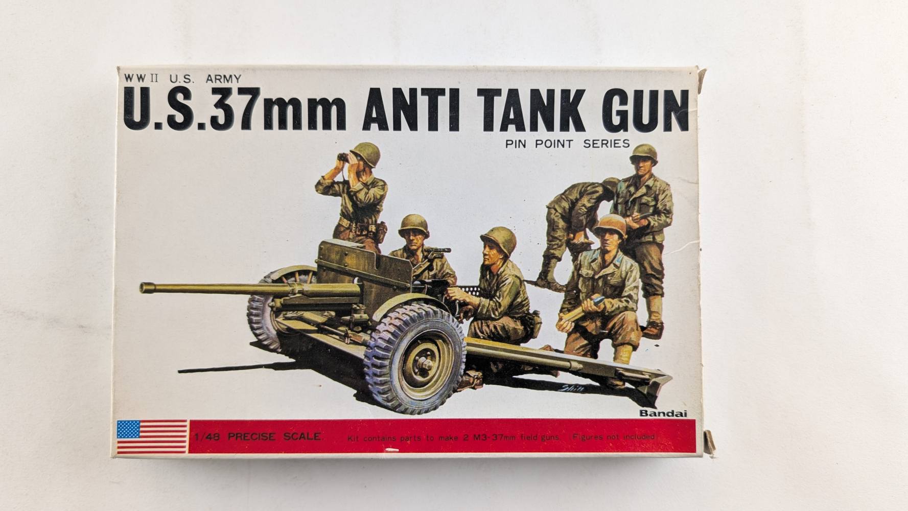 BANDAI 8291 U.S. 37MM ANTI TANK GUN Military Model Kits