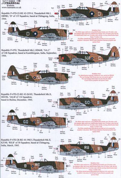 XTRADECAL 48115 YANKS WITH ROUNDELS PT.4 P-47D THUNDERBOLT IN RAF/SEAC SERVICE Model Kit Decals