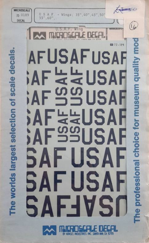 DISCOUNT DECALS 5021 72-0189 USAF Decals - Wing 35 40 45 50 55 60 Microscale Decal Discount Decals