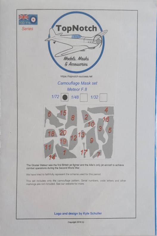 DISCOUNT DECALS 5159 CAMOUFLAGE MASK SET METEOR F.8 TopNotch Discount Decals