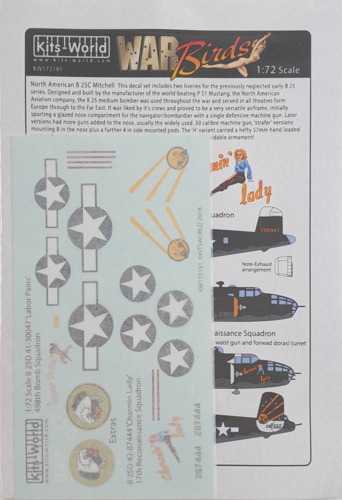 DISCOUNT DECALS 5330 KW172191 NORTH AMERICAN B 25C MITCHELL DECAL SET Kits World Discount Decals