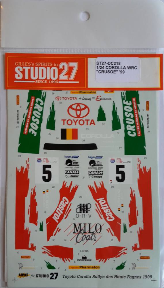DISCOUNT DECALS 5369 ST27-DC218 1/24 COROLLA WRC CRUSOE 99 Studio 27 Discount Decals