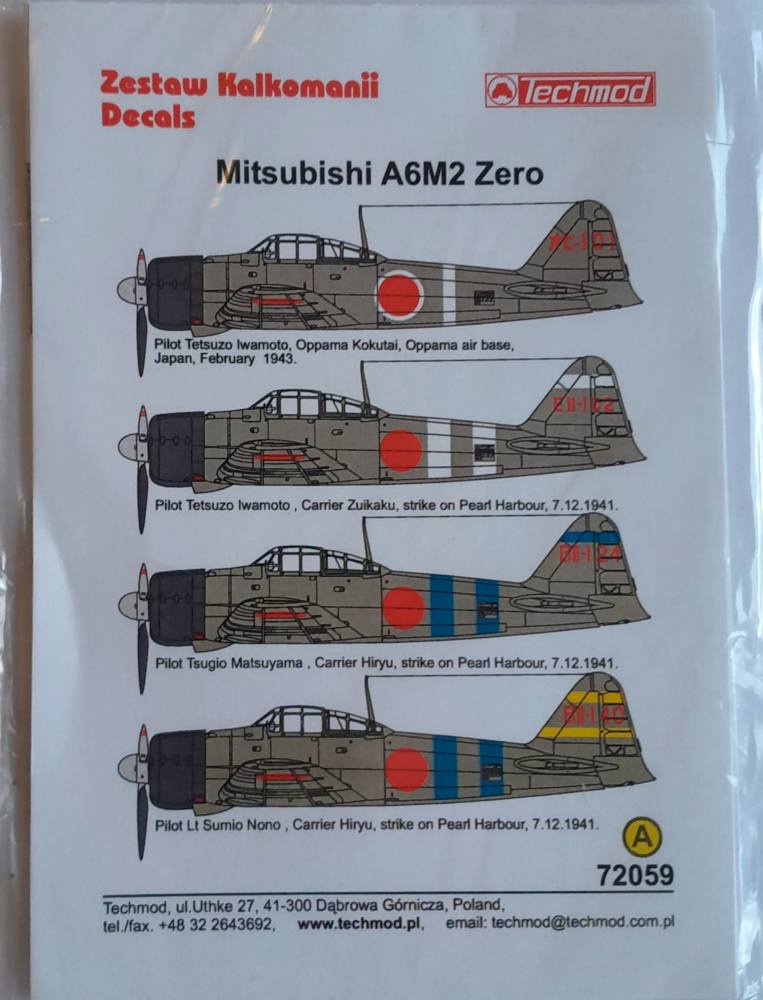 DISCOUNT DECALS 5378 72059 MITSUBISHI A6M2 ZERO Techmod Discount Decals