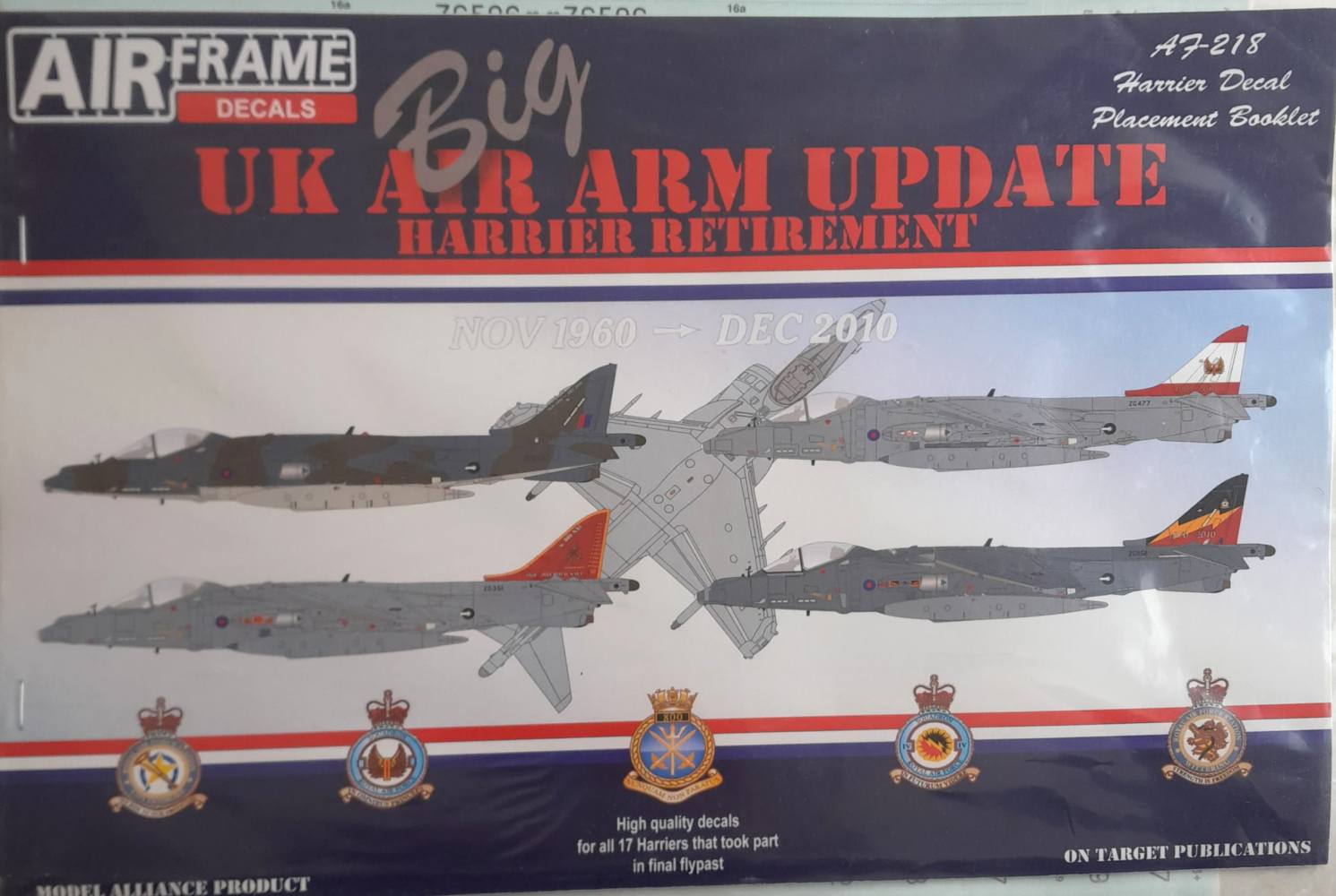 DISCOUNT DECALS 5483 AF-218 UK AIR ARM UPDATE HARRIER RETIREMENT Airframe Decals Discount Decals