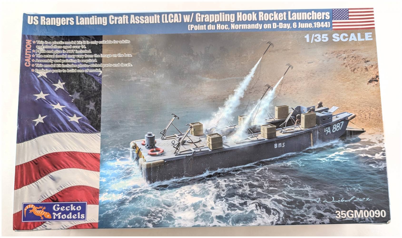 GECKO MODELS 35GM0090 US RANGERS LANDING CRAFT ASSAULT LCA W GRAPPLING HOOK ROCKET LAUNCHERS Military Model Kits