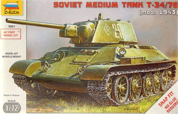 ZVEZDA MODELS Military Model Kits 5001 T-34/76 Mod.1943
