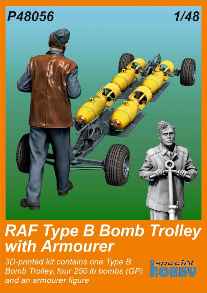 SPECIAL HOBBY P48056 RAF TYPE B BOMB TROLLEY WITH ARMOURER Military Model Kits
