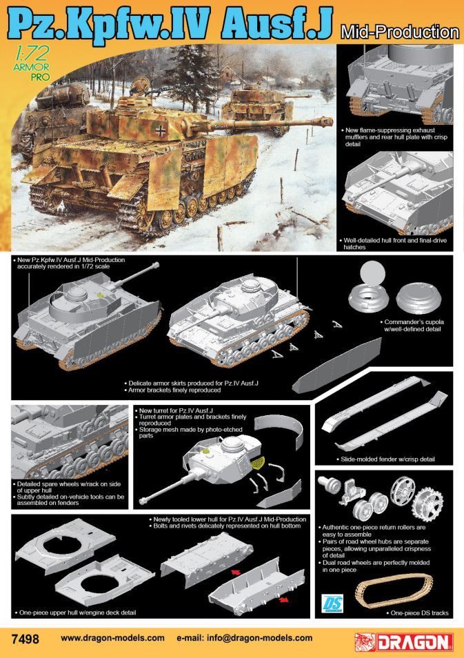 DRAGON 7498 PZ.KPFW.IV AUSF.J MID PRODUCTION Military Model Kits