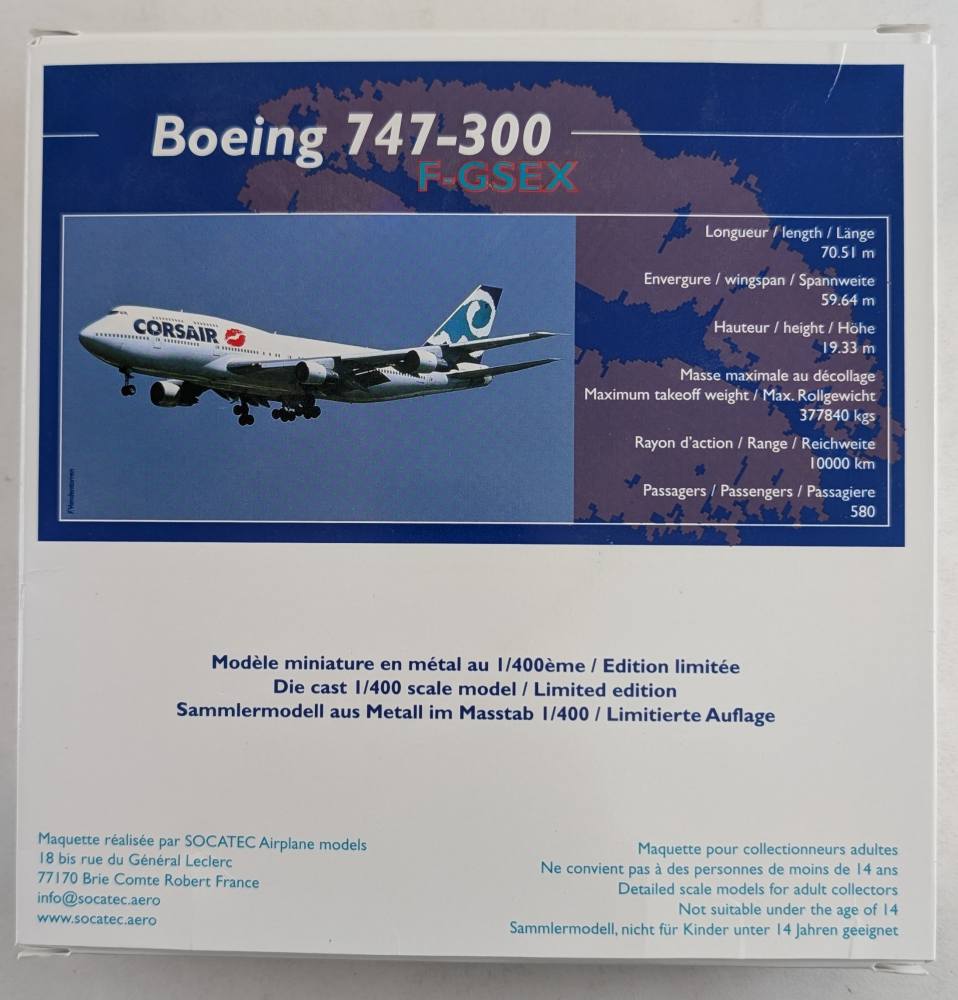 AIRLINER COLLECTIBLE BOEING 747-300 F-GSEX Airliners Model Kits
