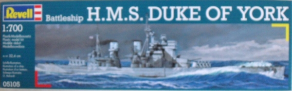 Revell Modellbausatz 05105 – H.M.S. Duke Of York 1:700 – Schlachtschiff Mit Wasserlinien-Rumpf, 186 Teile, Skill-Level 4