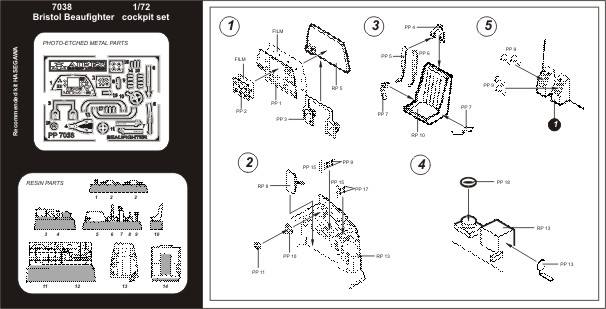 AIRES HOBBY MODELS 7038 BRITSOL BEAUFIGHTER COCKPIT SET Conversion Sets