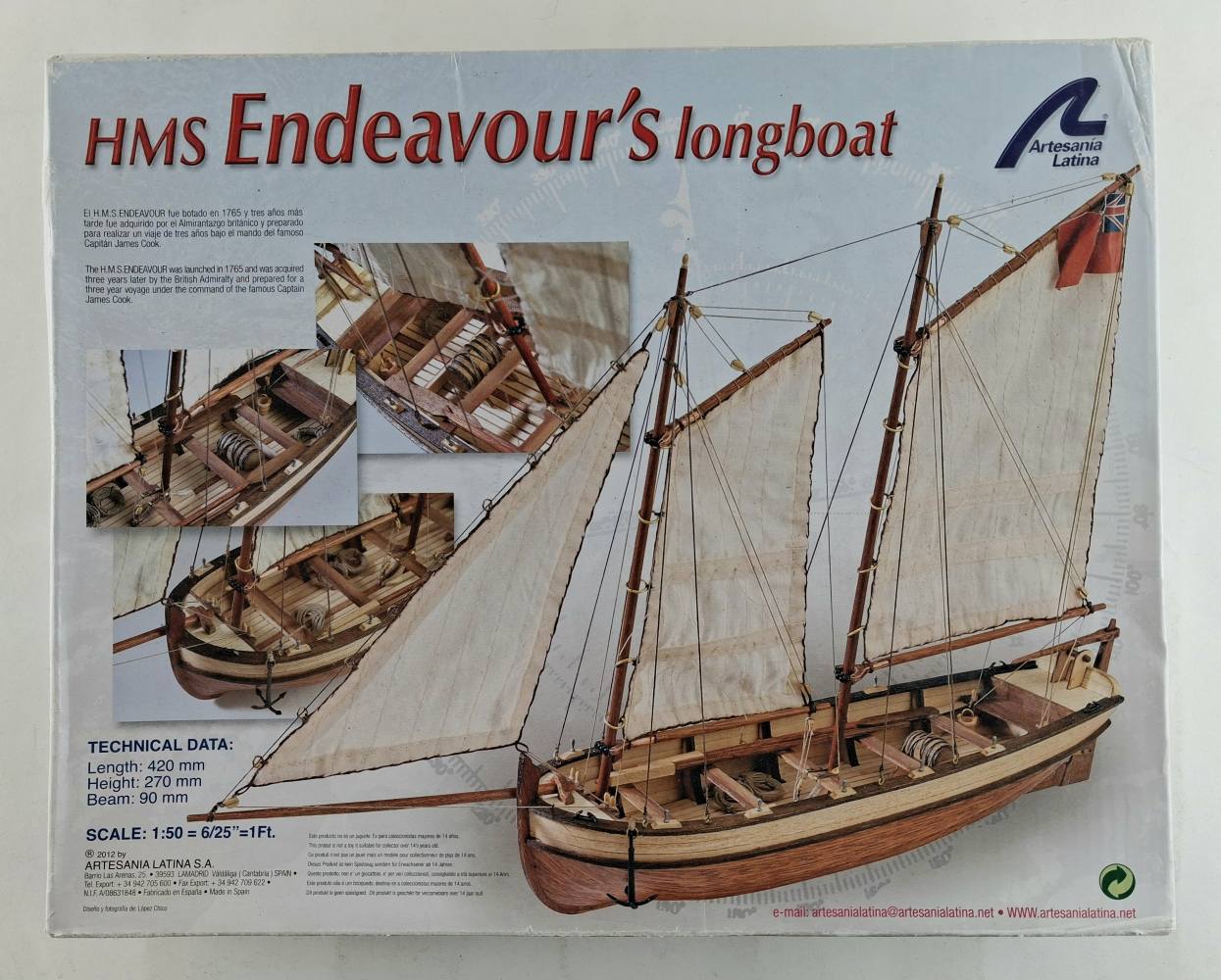 ARTESANIA LATINA 19015 HMS ENDEAVOURS LONGBOAT Model Ships Kits