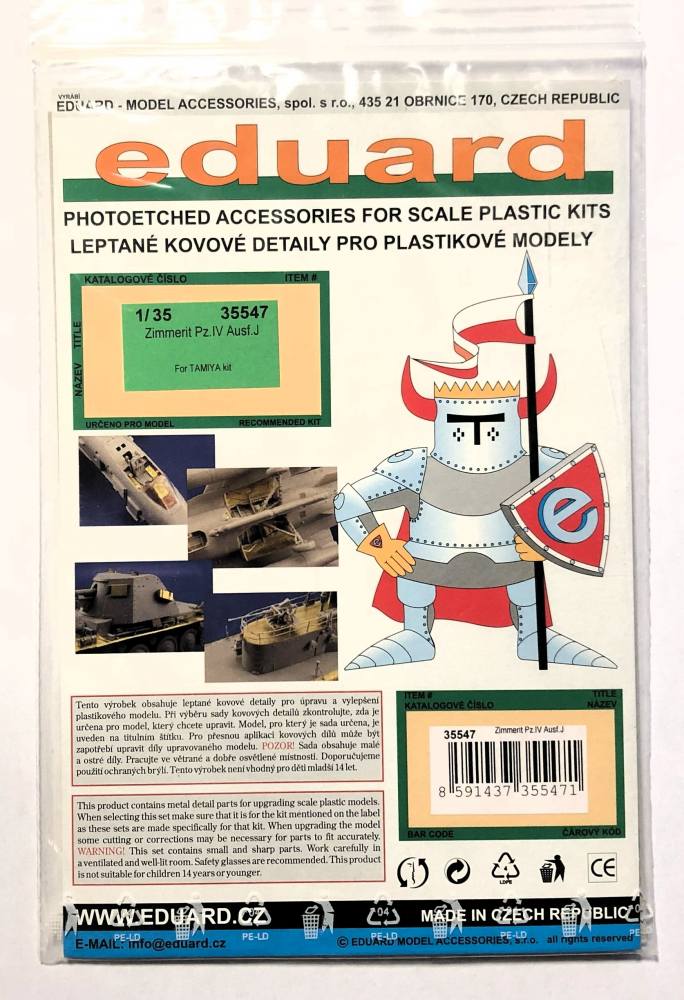 EDUARD 35547 PZ.IV AUSF.J ZIMMERIT FOR TAMIYA Military Model Kits