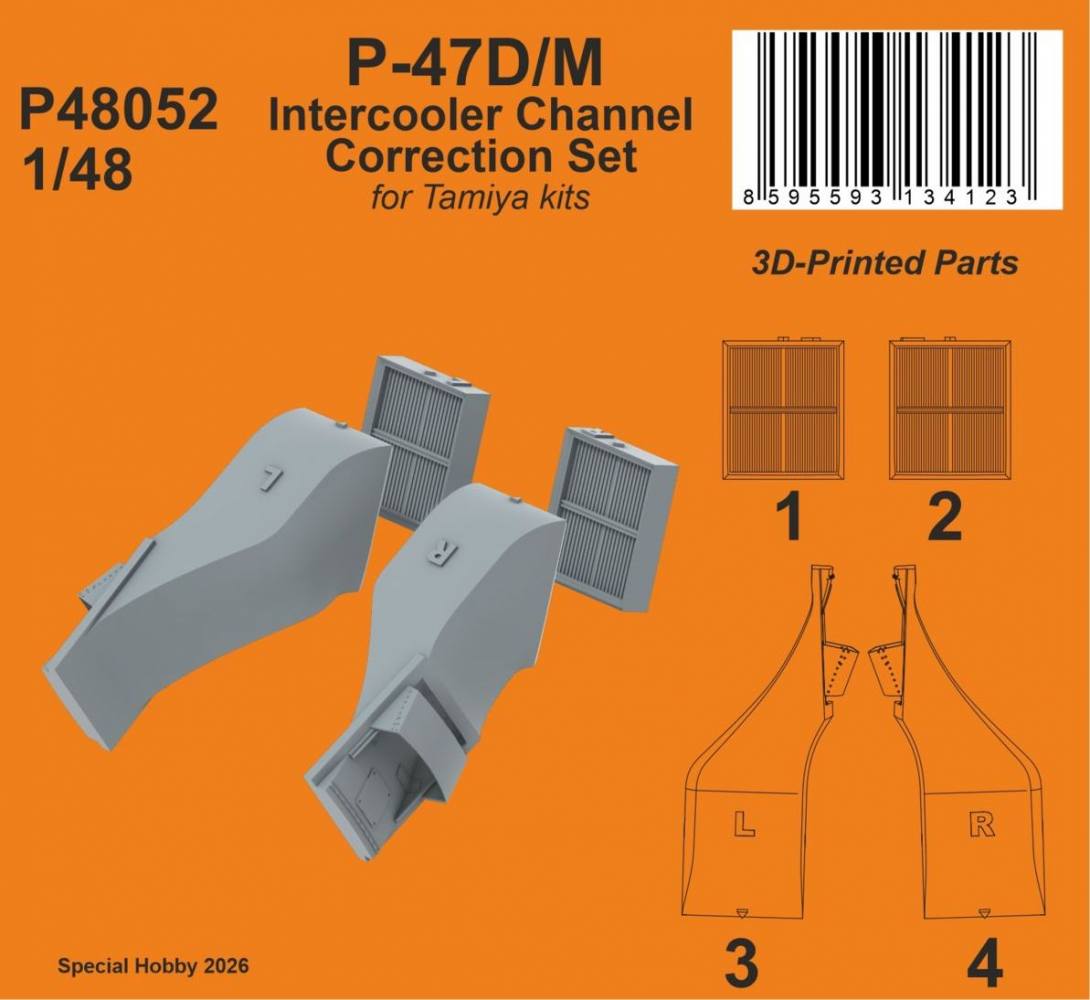 CMK P48052 P-47D/M INTERCOOLER CHANNEL CORRECTION SET Conversion Sets
