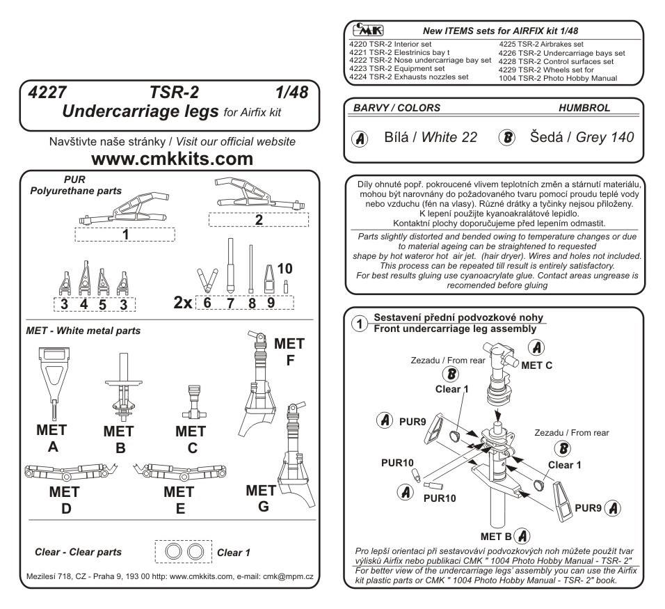 CMK 4227 TSR-2 UNDERCARRIAGE LEGS FOR AIRFIX Conversion Sets