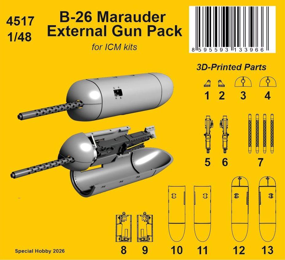 CMK 4517 B-26 MARAUDER EXTERNAL GUN PACK Conversion Sets
