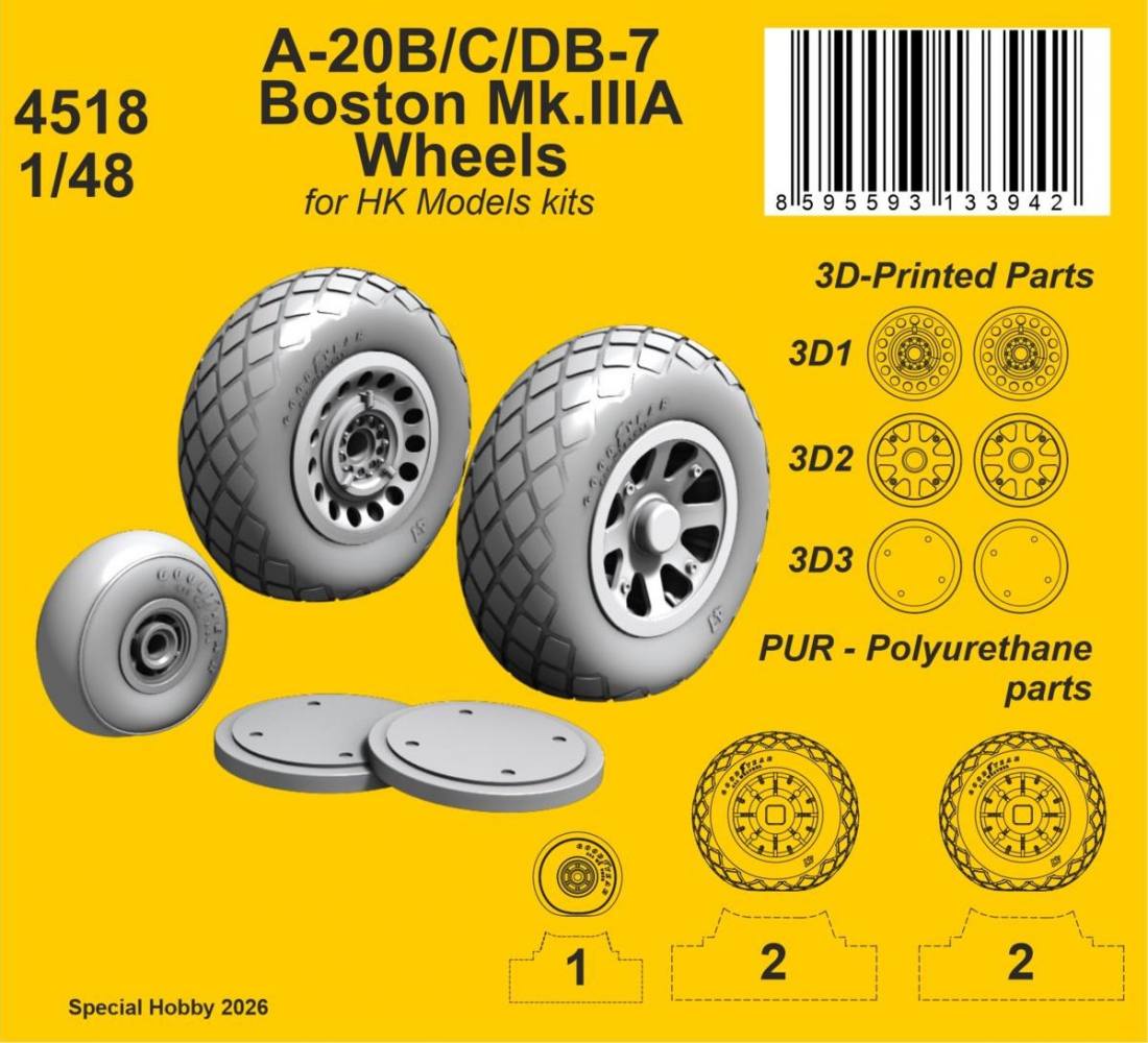 CMK 4518 A-20B/C/DB-7 BOSTON MK.IIIA WHEELS Conversion Sets