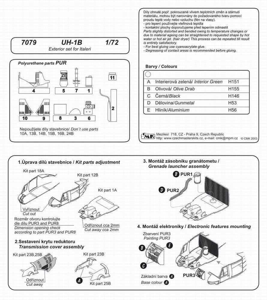 CMK 7079 UH-1B EXTERIOR SET FOR ITALERI Conversion Sets