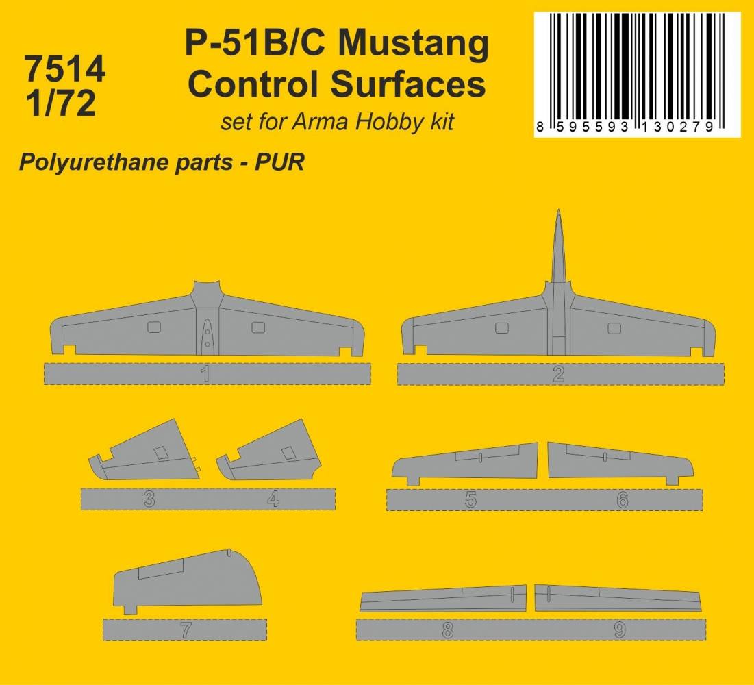 CMK 7514 P-51B/C MUSTANG CONTROL SURFACES Conversion Sets