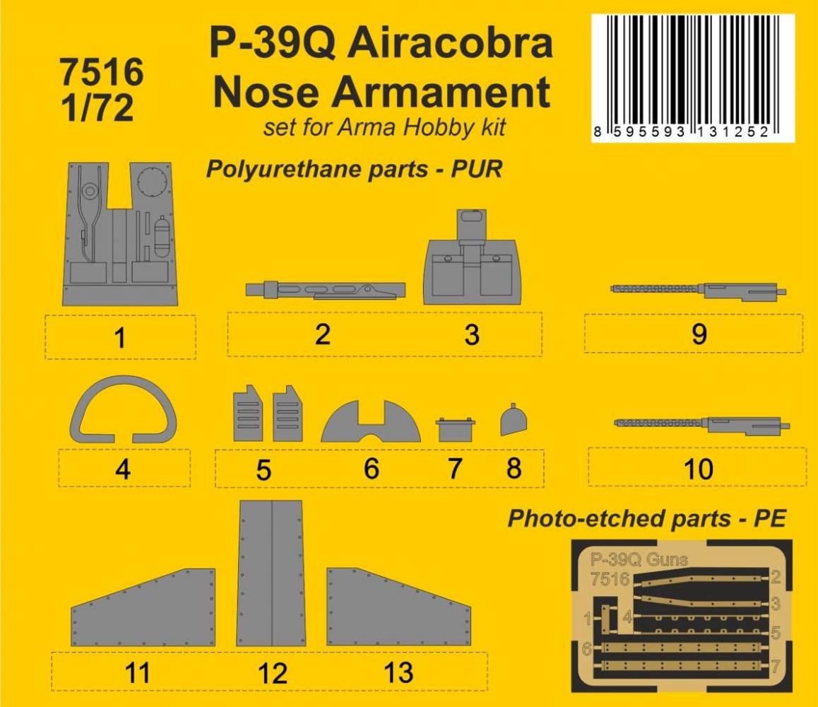 CMK 7516 P-39Q AIRACOBRA NOSE ARMAMENT Conversion Sets