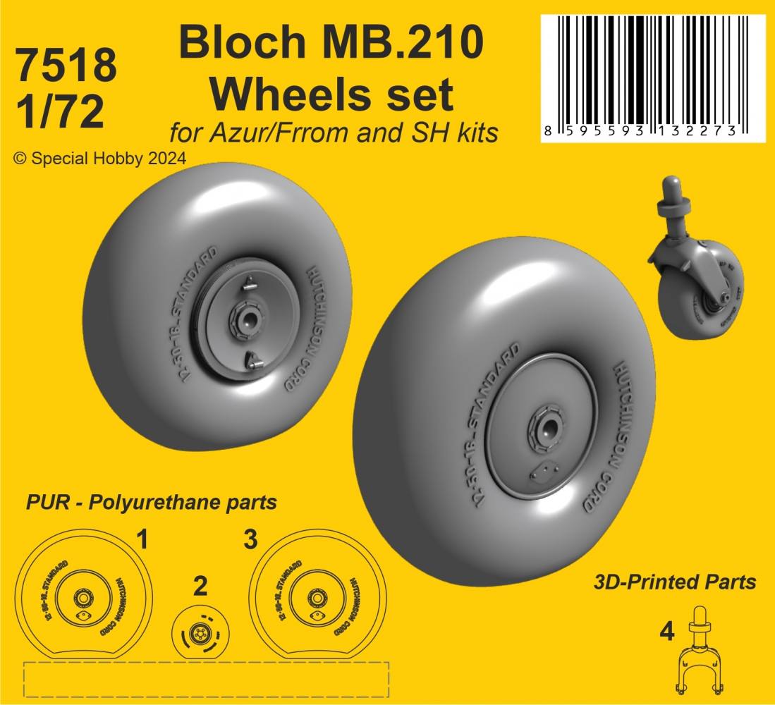 CMK 7518 BLOCH MB.210 WHEELS SET Conversion Sets