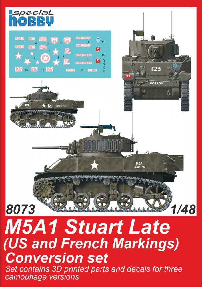 CMK 8073 M5A1 STUART LATE US AND FRENCH MARKINGS CONVERSION SET Conversion Sets