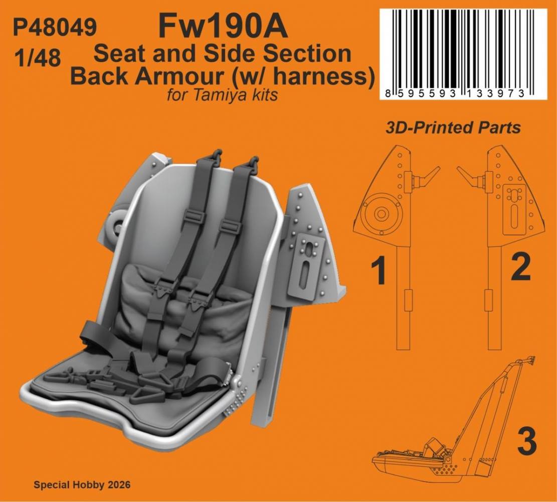 CMK P48049 FW190A SEAT AND SIDE SECTION BACK ARMOUR WITH HARNESS Conversion Sets