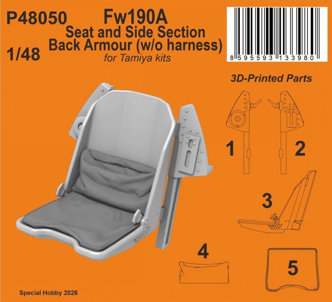 CMK P48050 FW190A SEAT AND SIDE SECTION BACK ARMOUR WITHOUT HARNESS Conversion Sets
