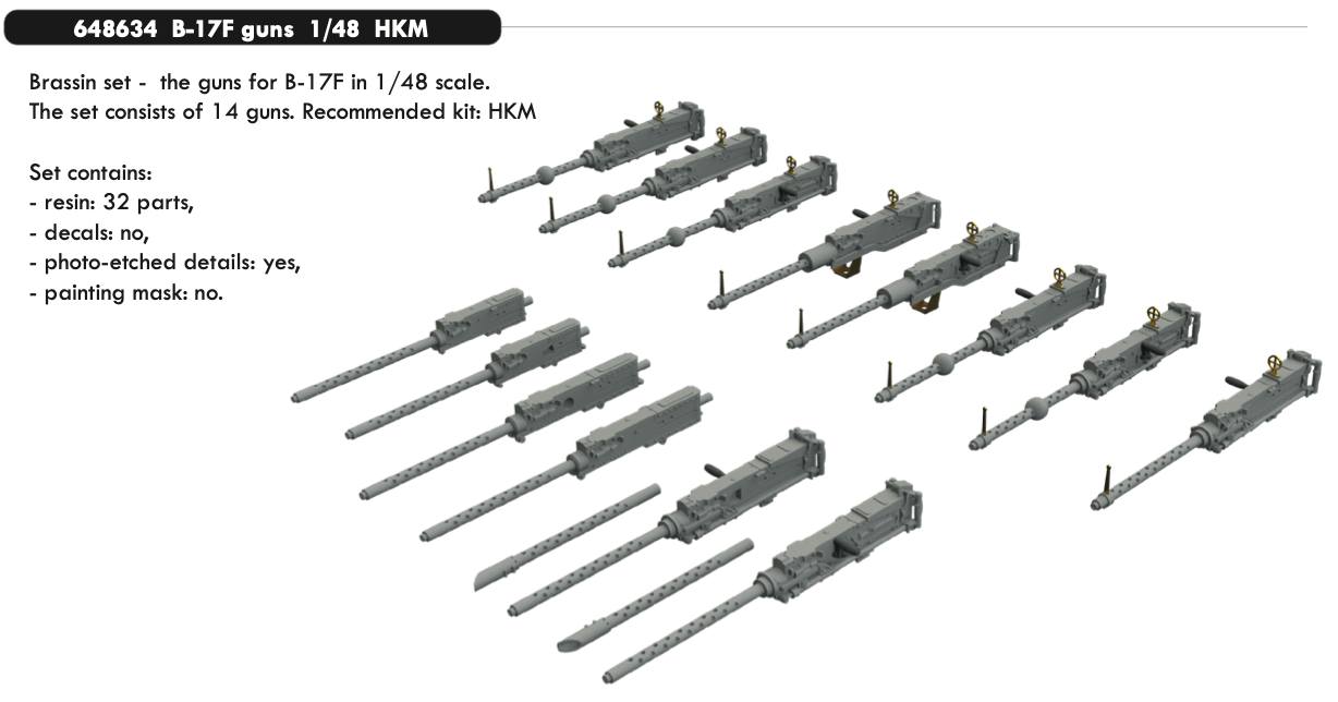 EDUARD 648634 B-17F GUNS Conversion Sets
