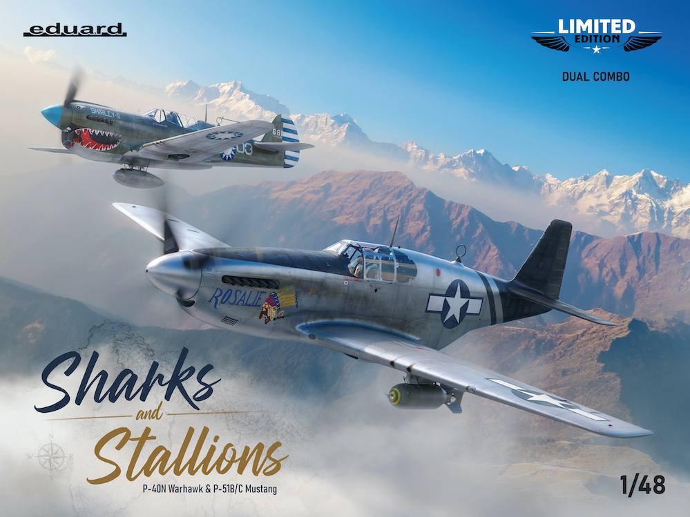 EDUARD EDK11200 SHARKS AND STALLIONS P-40N WARHAWK P-51B/C MUSTANG Aircraft Model Kits