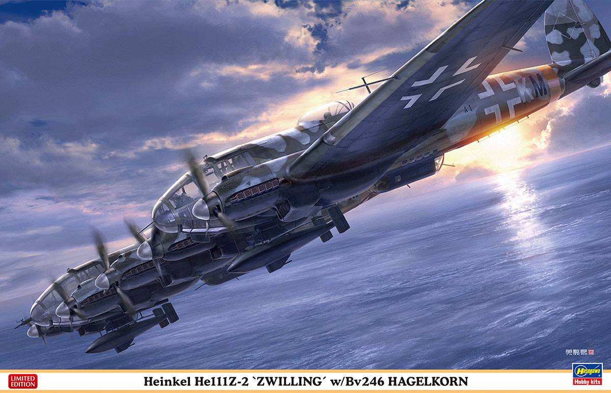 HASEGAWA 02305 HEINKEL HE111Z-2 ZWILLING W/BV246 HAGELKORN Aircraft Model Kits